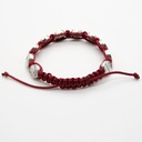 Blessed Mother Plastic Pearl Heart Shaped Catholic Rosary Bracelet - Mama Mary Miraculous - Red Rose - Artesano