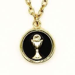 Holy Host Gold Metal Catholic Necklace - Made in Italy - Communion - Artesano
