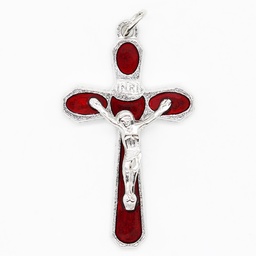 Sacred Silver Metal Enameled Catholic Cross Pendant  – Artesano
