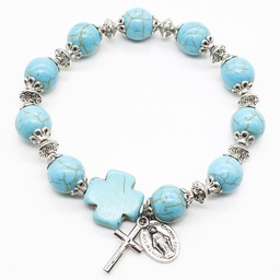 Blessed Mother Turquoise Catholic Decade – Mama Mary Miraculous – Artesano