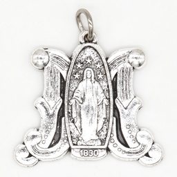 Blessed Mother Silver Metal Catholic Medal Pendant - Mama Mary Miraculous - Artesano