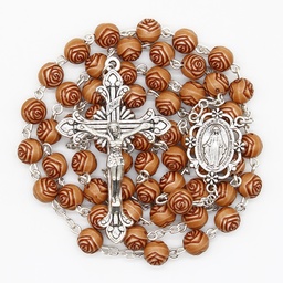 Blessed Mother Rose Flower Leighweight Catholic Rosary - Mama Mary Miraculous - Artesano