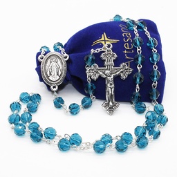 Miraculous Real Crystal Catholic Rosary - Mama Mary Miraculous - Free Pouch - Artesano